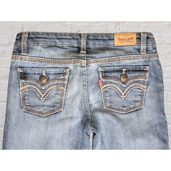 Levis Girls Skinny Adjustable Waist Jeans 12 Distressed Flap Pocket Western - Picture 5 of 8